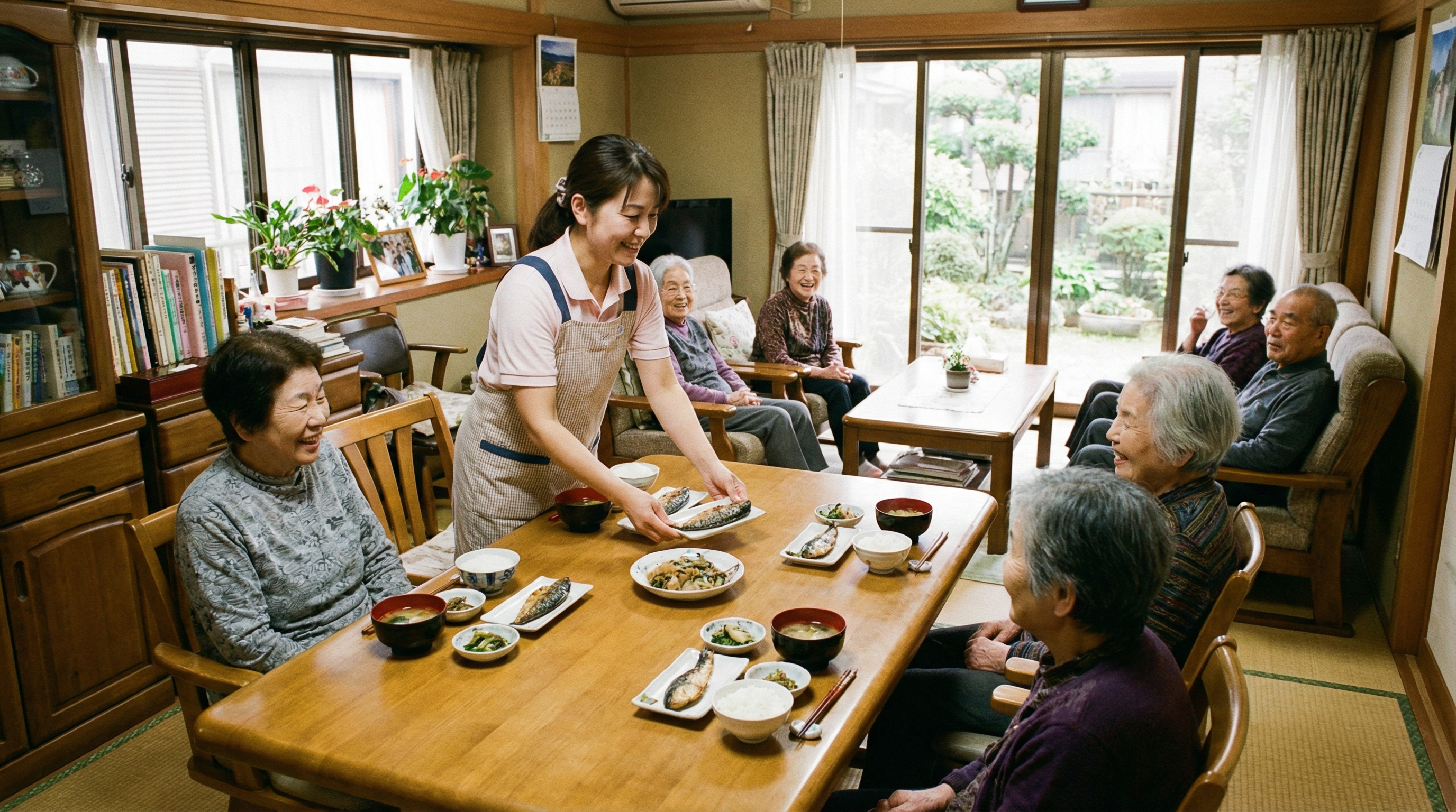 見守り中心で食事の準備など